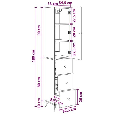 Set di armadi 2 pcs Legno antico 34,5 x 34,5 x 90 cm - Foto 8