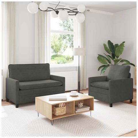Set di divani 2 pcs Grigio Scuro Tessuto - Foto 2