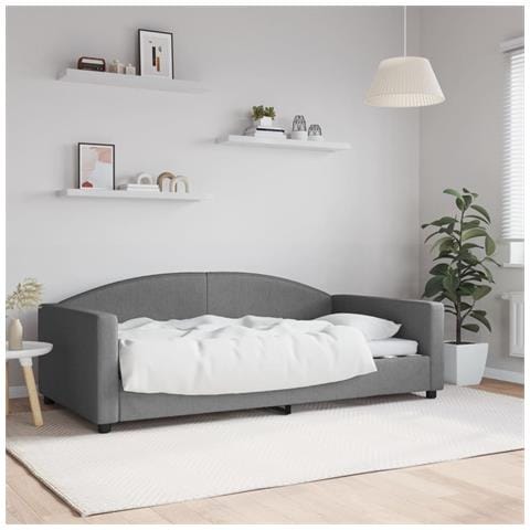 Letto da Giorno Grigio Scuro 100x190 cm in Tessuto - Foto 2