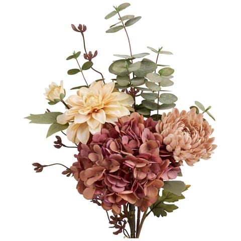 Bouquet Dahlia Artificiale Mix Toni Caldi Rosa E Crema - Foto 2