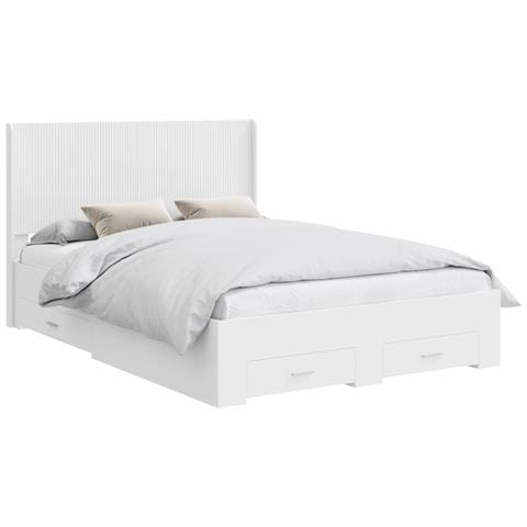 Struttura del letto con stoccaggio e testata Bianco - Foto 1
