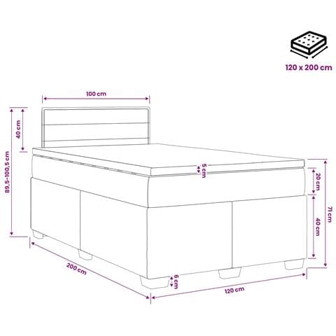 Letto box spring con materasso Crema 120 x 200 cm Tessuto - Foto 10