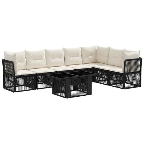 Set Divano da Giardino 8 pz Nero polyrattan - Foto 1