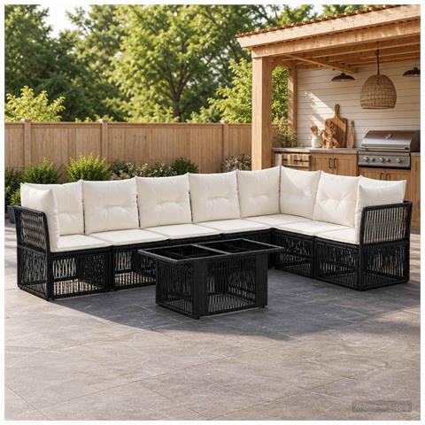 Set Divano da Giardino 8 pz Nero polyrattan - Foto 10