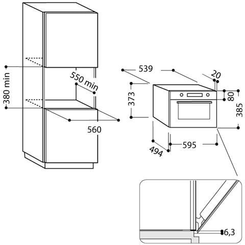 Forno a Microonde Combinato da Incasso MD 764 IX HA con Grill Capacità 31 Litri Potenza 1000 Watt Colore Nero e Inox - Foto 3