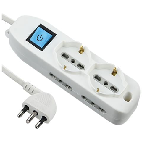 62001 Multipresa 6 posti 2 schuko + 4 bivalenti 10/16A - cavo 1,5 m bianco - Foto 7