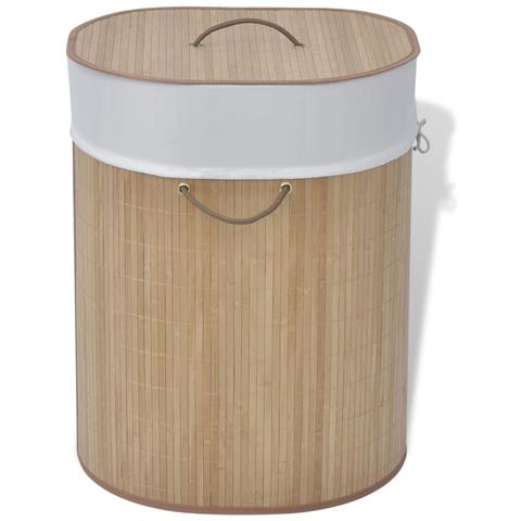 Cesto Biancheria In Bamboo Ovale Naturale - Foto 1