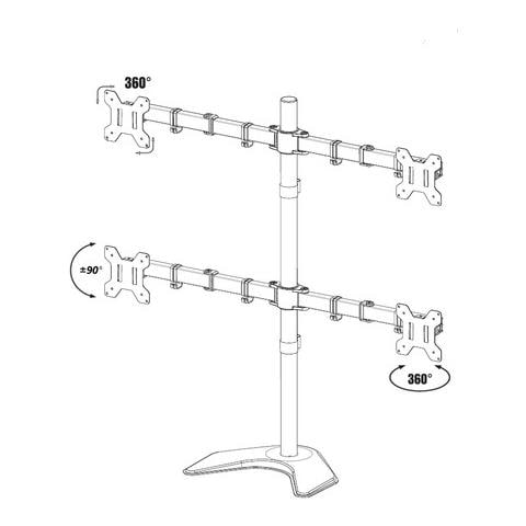 Supporto da Scrivania ICA-LCD 2540 per 4 Monitor 13'' - 27'' con Base con 4 Braccia Portata 10 kg per Braccio - Foto 3