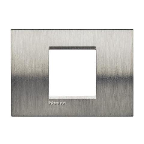 Placca 2 Posti Centrali Quadra Living Light Acciaio Spazzolato Lna4819acs - Foto 1