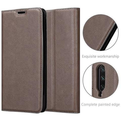 Custodia Compatibile Con Xiaomi Mi A3 In Bruno Caffè - Coperchio Protettiva Con Chiusura Magnetica, Funzione Stand E Tasca Per Le Carte - Foto 2
