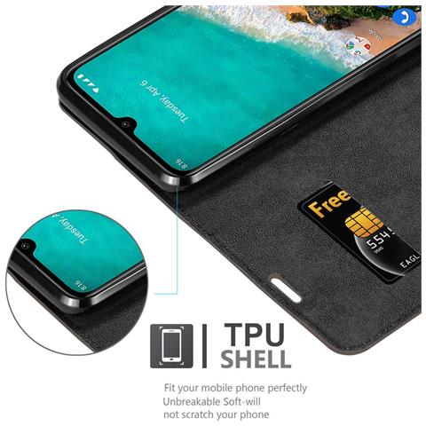 Custodia Compatibile Con Xiaomi Mi A3 In Bruno Caffè - Coperchio Protettiva Con Chiusura Magnetica, Funzione Stand E Tasca Per Le Carte - Foto 5