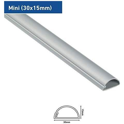 Eu 1d3015a Eh Mini Trunking Cavo Elettrico Management Solution Autoadesivo Cord Cover - 30mm (w) X 15mm (h) - Effetto Alluminio (1-metri Di Lunghezza)  - Foto 2