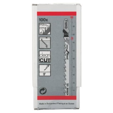 2608637877 Lame per Seghetto alternativo T 101 D Clean for Wood, con denti Diritti e denti rettificati, Set di 100 Pezzi - Foto 1