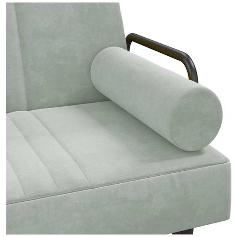 Divano Letto Con Braccioli Grigio Chiaro In Velluto - Foto 9