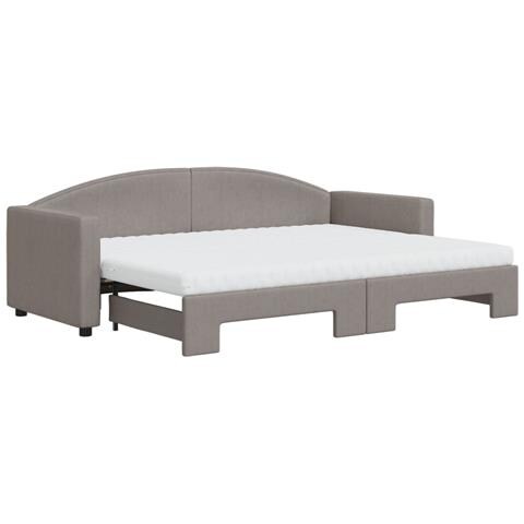 Divano Letto Estraibile Con Materassi Tortora 80x200 Cm Tessuto - Foto 1