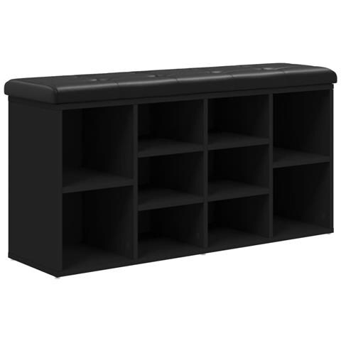 Panca Porta Scarpe Nera 102x32x50 Cm In Legno Multistrato - Foto 2
