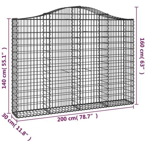 Cesto Gabbione Ad Arco 200x30x140/160 Cm Ferro Zincato - Foto 4