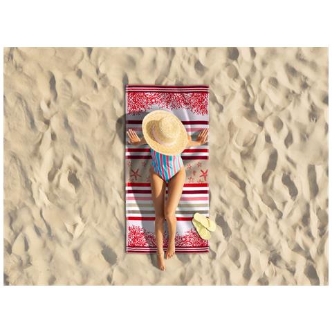 Telo Mare Jacquard Spugna Asciugamano Spiaggia Disegno Queensland Telo Mare Rosso - Foto 2