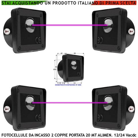 Fotocellule Da Incasso Tx E Rx 2 Coppie Ir6000is Controllo E Sicurezza Cancello Automatico Portata 20 Metri Montaggio - Foto 1