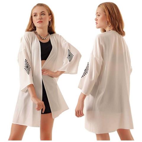Kimono Ricamato Taglia 38 - Bianco - Foto 1