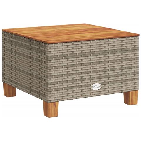 Tavolo Da Giardino Grigio 55x55x36 Cm Polyrattan E Legno Acacia - Foto 2