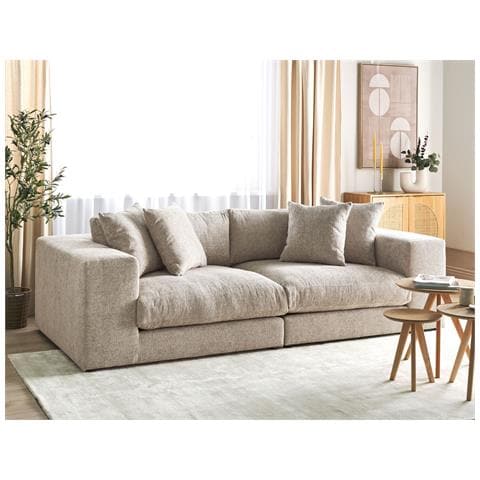 Divano 3 Posti Glorvika Ii Tessuto Tortora - Foto 1