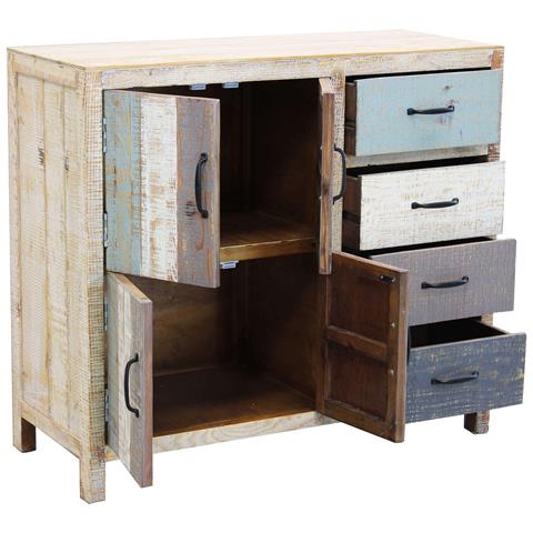 Mobile Credenza Da Ingresso In Legno Colorato Con 4 Cassetti E 4 Ante Clarence - Foto 2