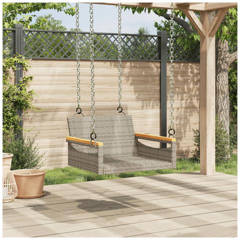 Panchina A Dondolo Grigia 63x62x40 Cm In Polyrattan - Foto 2