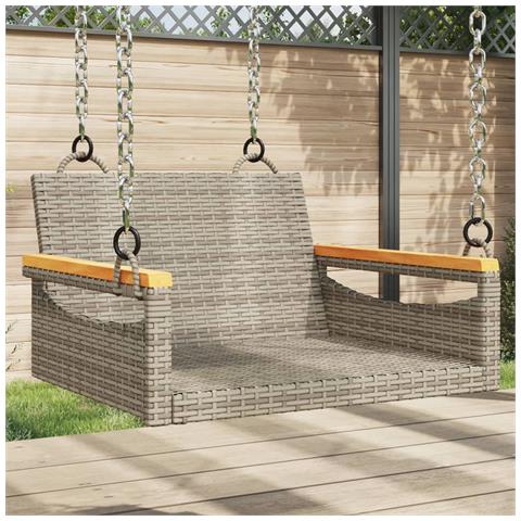 Panchina A Dondolo Grigia 63x62x40 Cm In Polyrattan - Foto 8