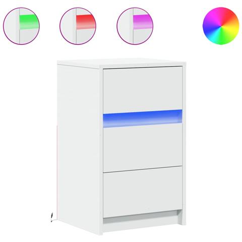 Comodino Con Luci Led Bianco In Legno Multistrato - Foto 2