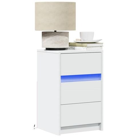 Comodino Con Luci Led Bianco In Legno Multistrato - Foto 1