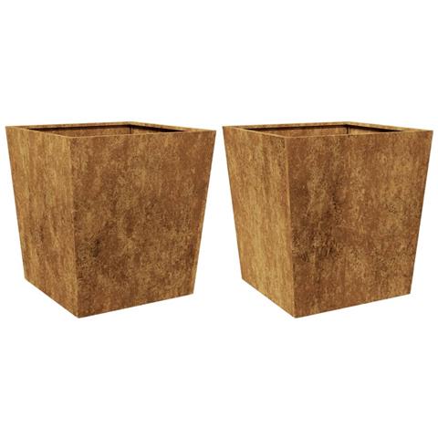 Fioriere Da Giardino 2 Pz 50x50x50 Cm In Acciaio Corten - Foto 1