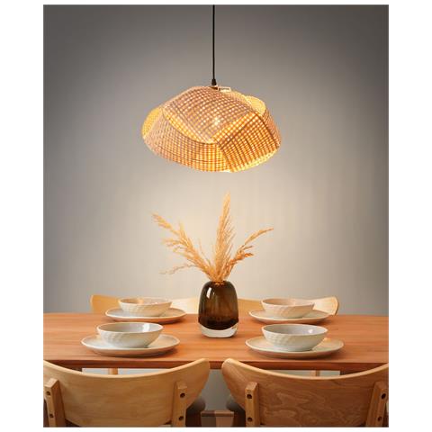 Lampadario Halil Legno Di Bambù Beige - Foto 1
