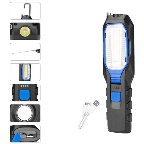 Torcia Led Cob Luce Bianca Ricaricabile Lampada Da Lavoro Officina Calamita - Foto 5