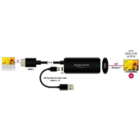 Adattatore HDMI-A maschio a USB Type-C femmina (DP Alt Mode) 4K 60 Hz - Foto 2