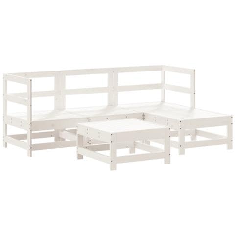 Set Salotto da Giardino 5 pz Bianco in Legno Massello di Pino - Foto 1