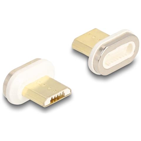 66575 adattatore per inversione del genere dei cavi magnet USB Micro-B Oro, Bianco - Foto 1