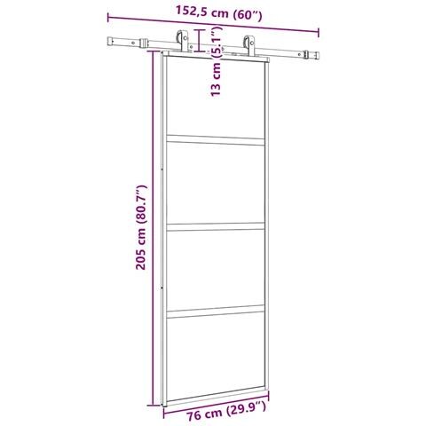 Porta Scorrevole Set Ferramenta Nera 76x205 cm Vetro Temperato - Foto 8
