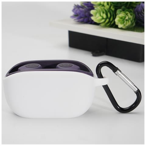 Custodia Per Jbl Wave 100tws Con Moschettone - Cover Protettiva In Silicone Morbido White - Foto 4