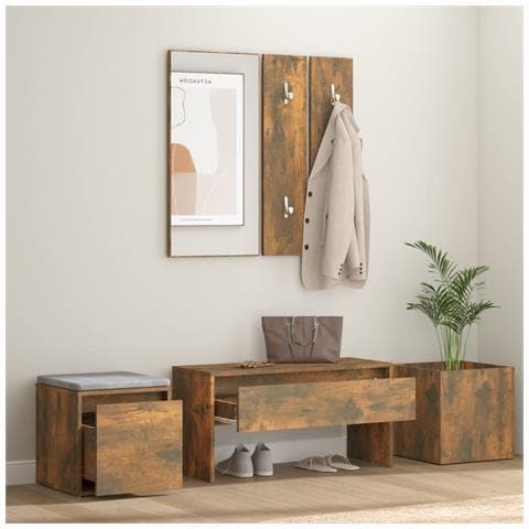 Set Di Mobili Da Corridoio Rovere Fumo In Legno Multistrato - Foto 3