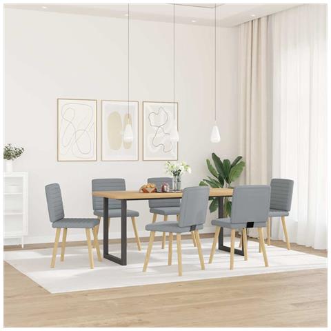 Sedie Da Pranzo 6 Pz Grigio Chiaro In Tessuto - Foto 2