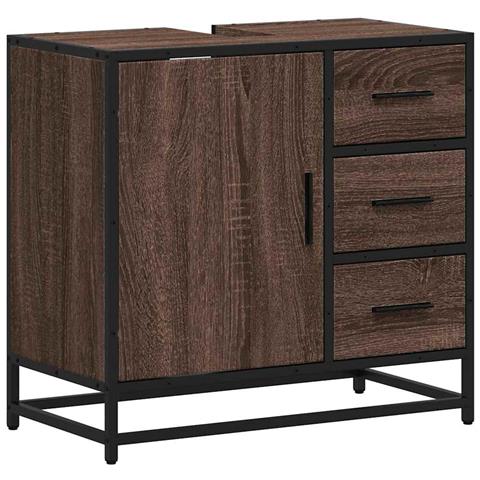 Mobile Lavabo Bagno Rovere Marrone 65x33x60cm Legno Multistrato - Foto 2