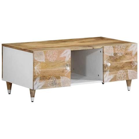 Tavolino Da Salotto 100x54x40 Cm In Legno Massello Di Mango - Foto 1