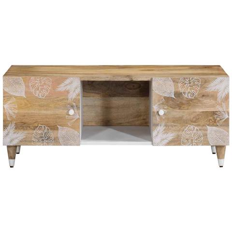 Tavolino Da Salotto 100x54x40 Cm In Legno Massello Di Mango - Foto 2