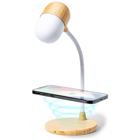 Dam Lampada Caricabatterie Multifunzione 14 Led. Flessibile. 3 Posizioni Luminose. Intensità Della Luce Regolabile. Connessione Bluetooth. Potenza Sonora 3w. Connessione Usb. Senza Fili 10w 12x32x12 Cm. Colore Del Legno - Foto 2