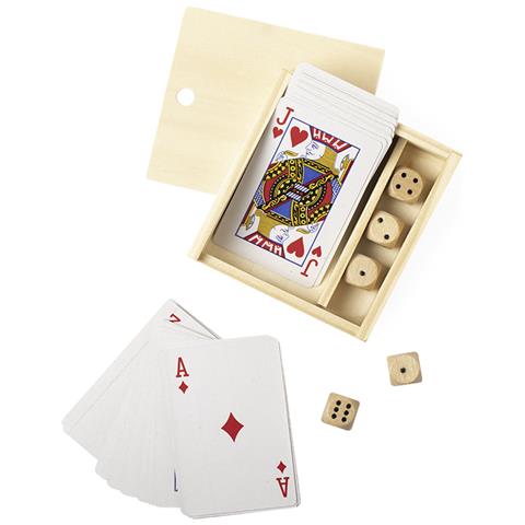 Pelkat, Set Di Giochi Con Mazzo Di Carte Francese E Dadi In Legno. - Foto 1