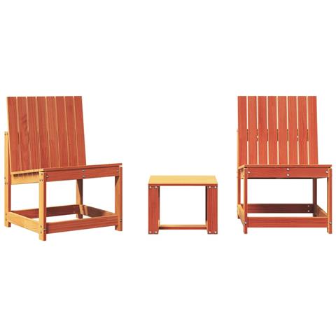 Lusso Casadino - Set Salotto Da Giardino 3 Pz Marrone Cera Legno Massello Pino - Foto 1