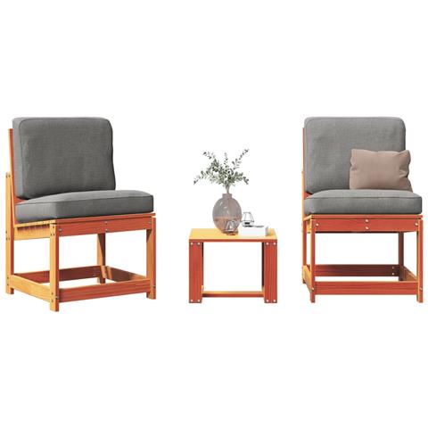 Lusso Casadino - Set Salotto Da Giardino 3 Pz Marrone Cera Legno Massello Pino - Foto 8