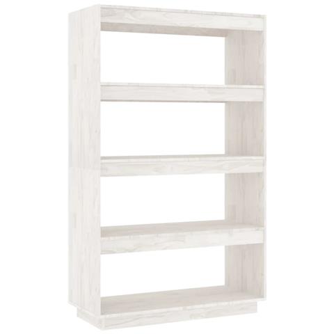 Libreria /divisorio Bianco 80x35x135 Cm Legno Massello Di Pino - Foto 1
