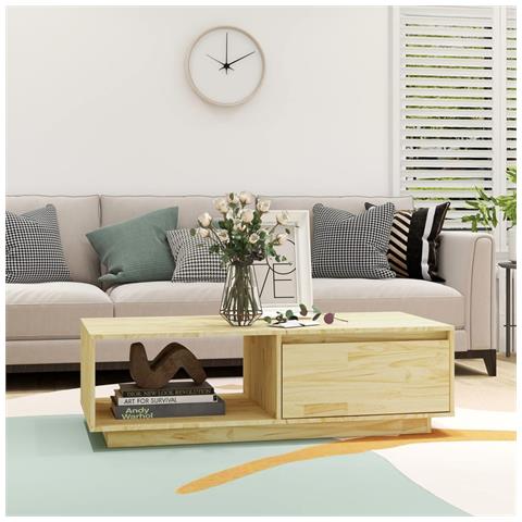 Lusso Casadino -  Tavolino Da Salotto 110x50x33,5 Cm In Legno Massello Di Pino - Foto 2